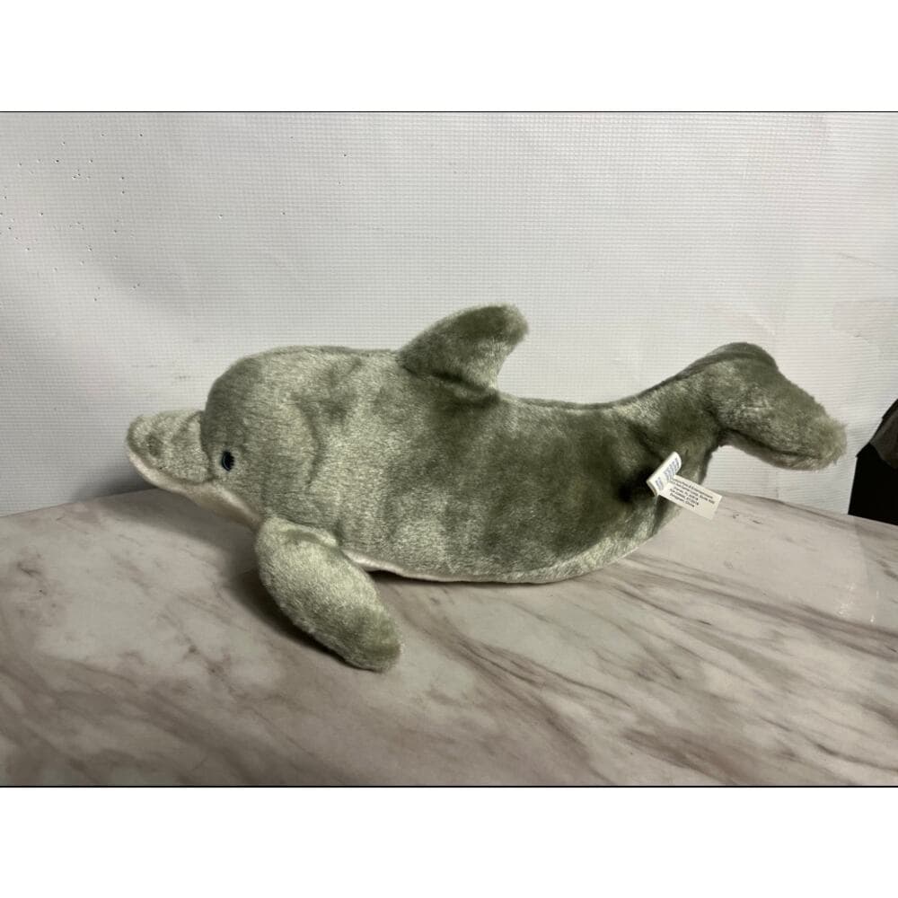 Vintage Sea World Large 15" Dolphin Plush Stuffed Animal Gray Blue Eyes - Thumbnail 3
