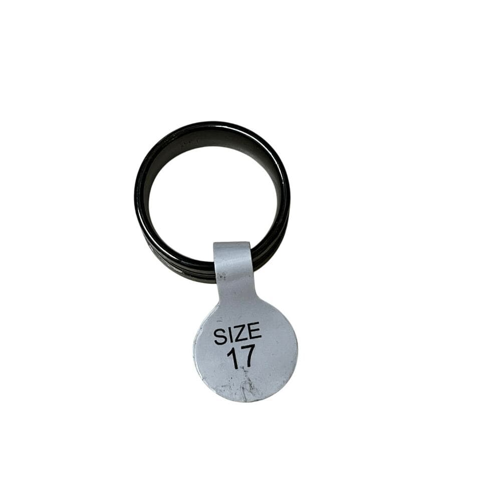 Sliver Ring With 1 Black Stripe In The Middle Stainless Men’s Ring Size 17 - Thumbnail 2