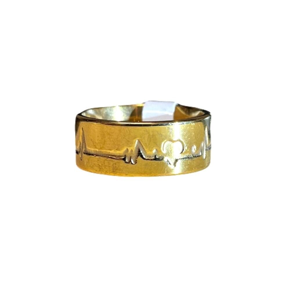 Heartbreak Carved Stainless Gold Ring - Thumbnail 4