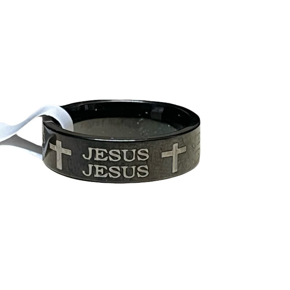 Black Jesus Stainless Steel Men’s Ring Size 18 - Thumbnail 2