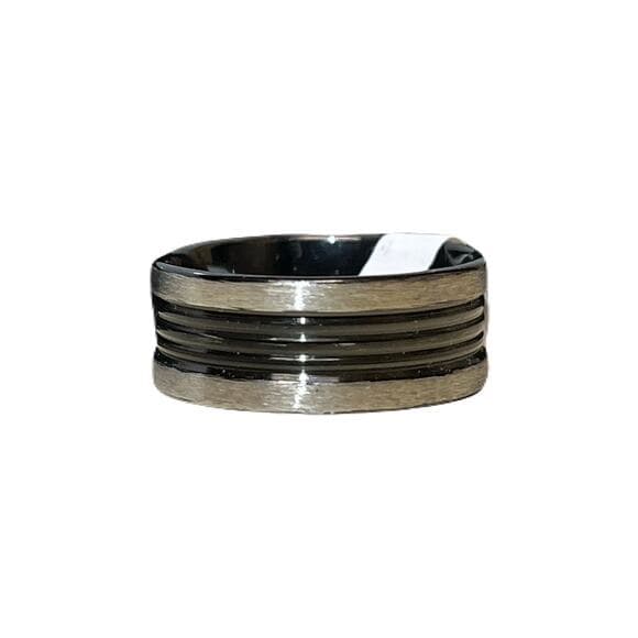 Sliver Ring With 1 Black Stripe In The Middle Stainless Men’s Ring Size 17 - Thumbnail 5