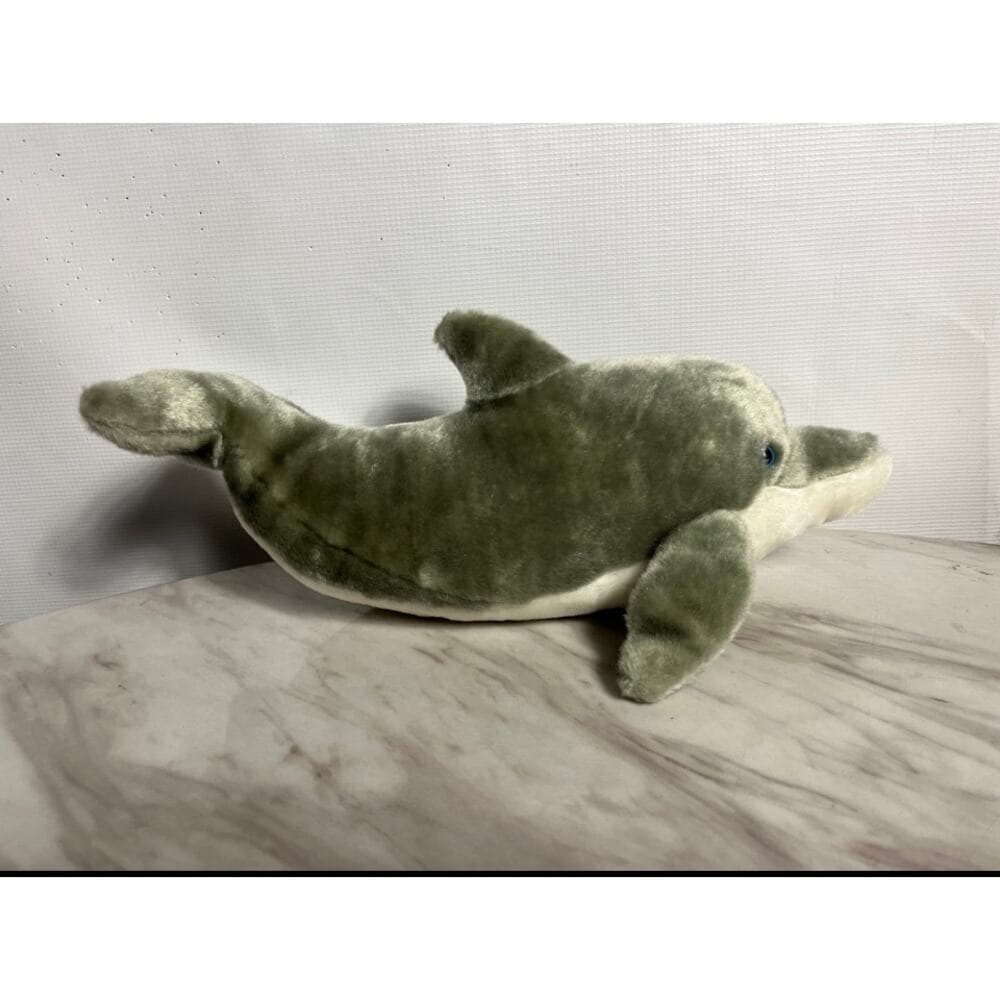 Vintage Sea World Large 15" Dolphin Plush Stuffed Animal Gray Blue Eyes - Thumbnail 4