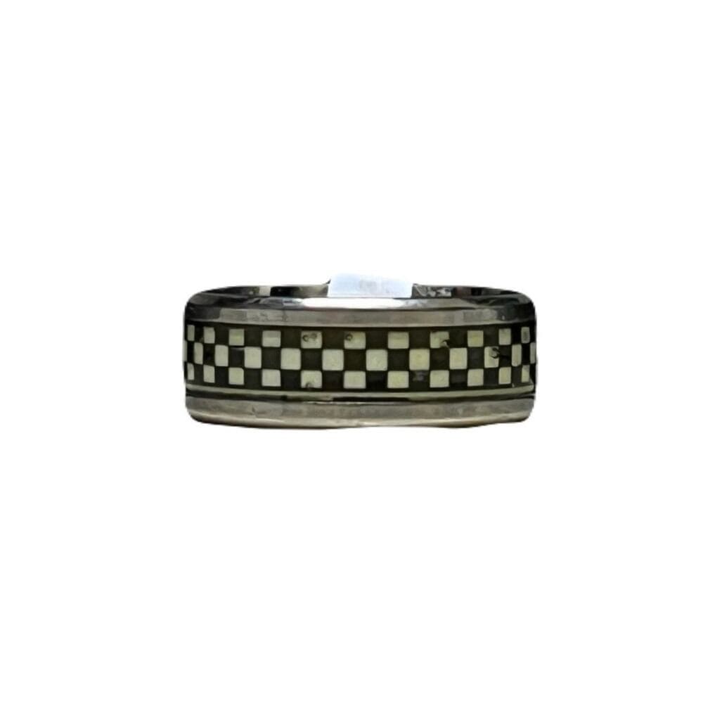 Checkered Sliver Ring Stainless Steel Size 18 - Thumbnail 4