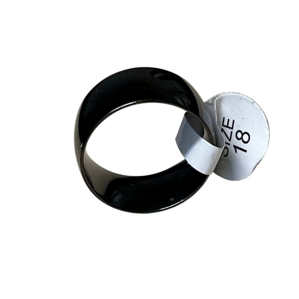 Black Thin Stainless Steel Men’s Ring Size 18 - Thumbnail 2