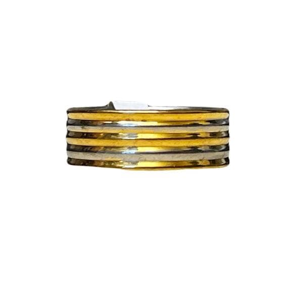 Gold Stainless Steel Ring With Stripes On It Size 18 - Thumbnail 5