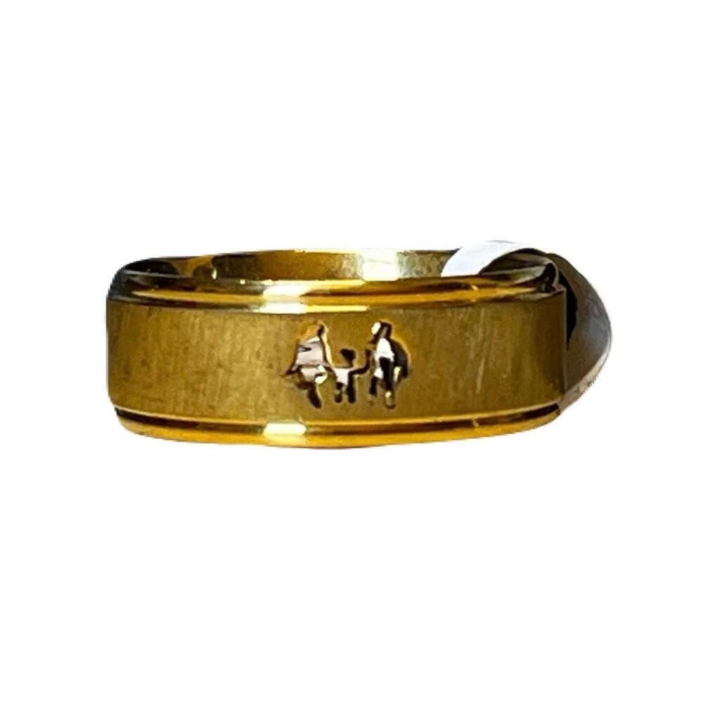 Family Gold Stainless Steel Ring Size 19 - Thumbnail 4