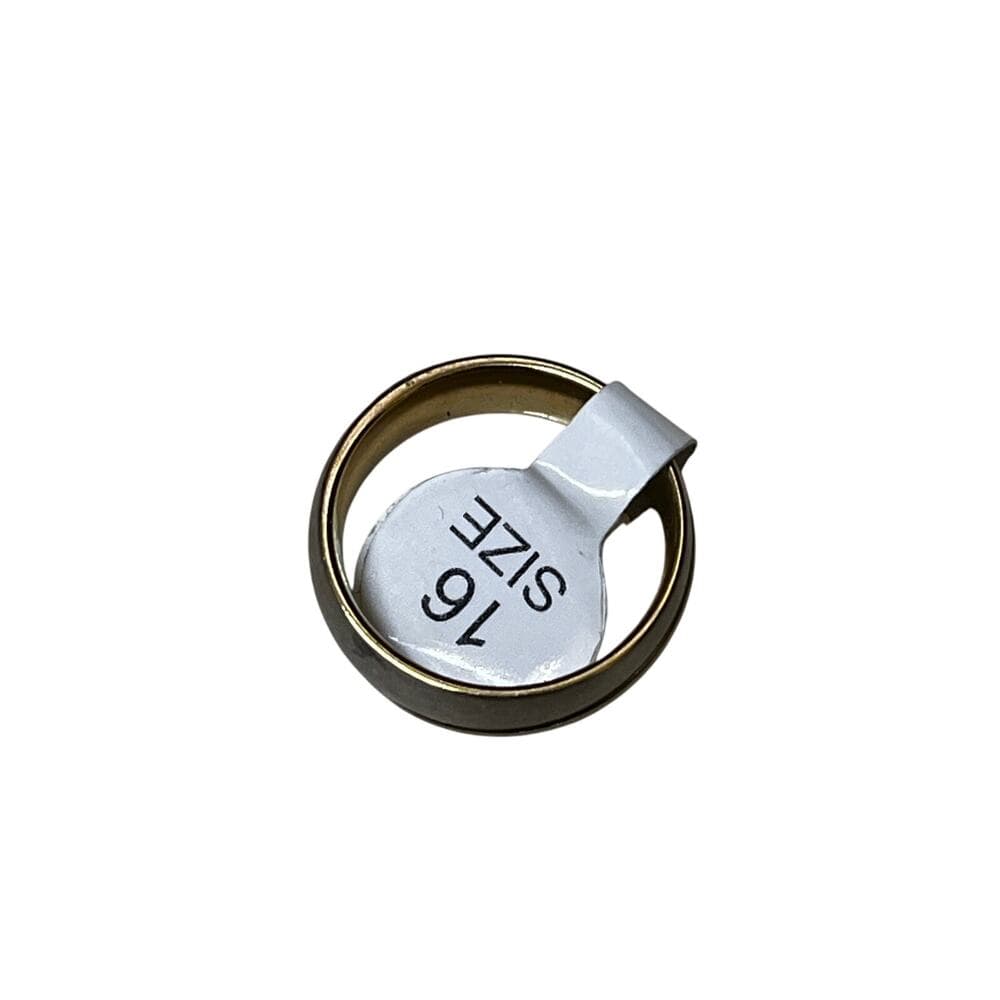 Sliver Stainless Steel With Gold Stripes around The Ring Size 16 - Thumbnail 2