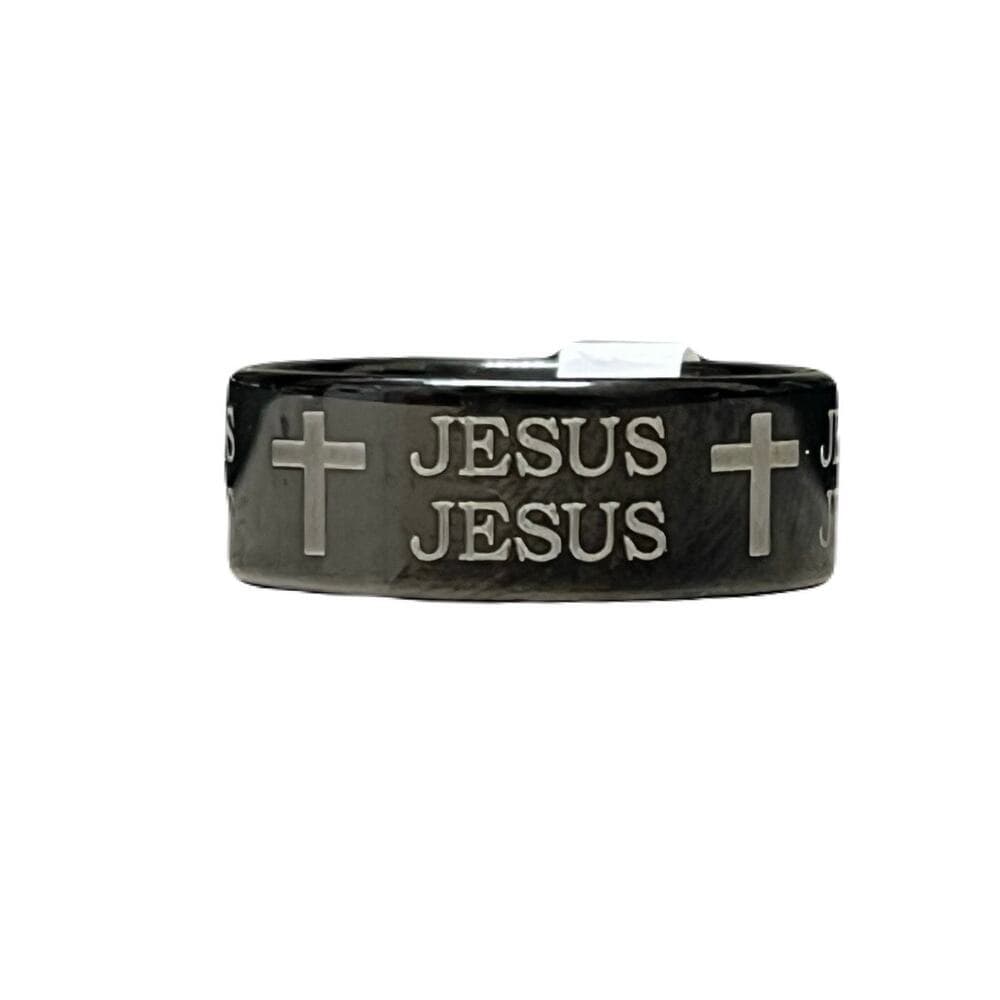Black Jesus & Crosses Stainless Steel Ring Men’s Ring - Thumbnail 4