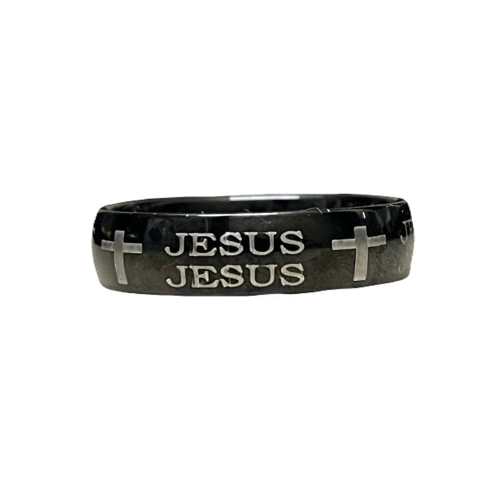 Black Jesus Stainless Steel Men’s Ring Size 19 - Thumbnail 4
