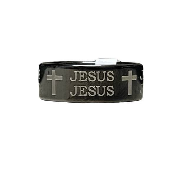 Black Jesus & Crosses Stainless Steel Ring Men’s Ring - Thumbnail 5