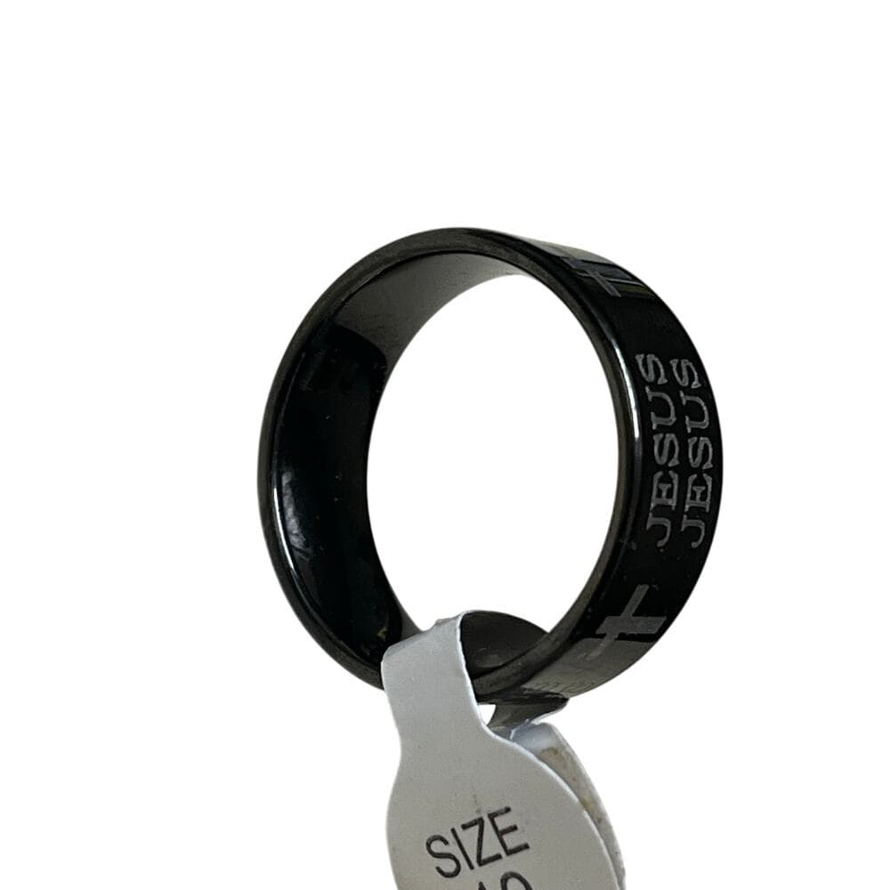 Black Jesus & Crosses Stainless Steel Ring Men’s Ring - Thumbnail 2