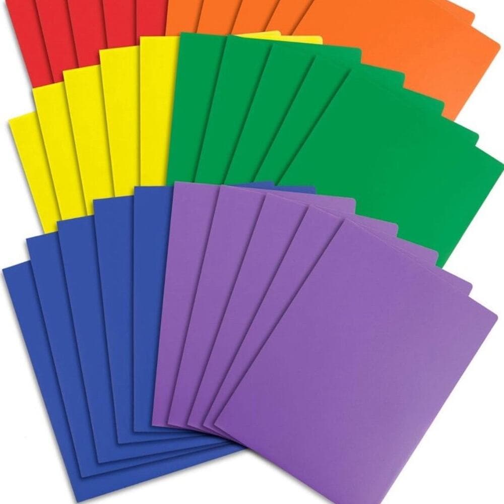 85 Two Pocket Plastic Folders, Assorted Colors, Durable Folders, Letter Size wit - Thumbnail 4