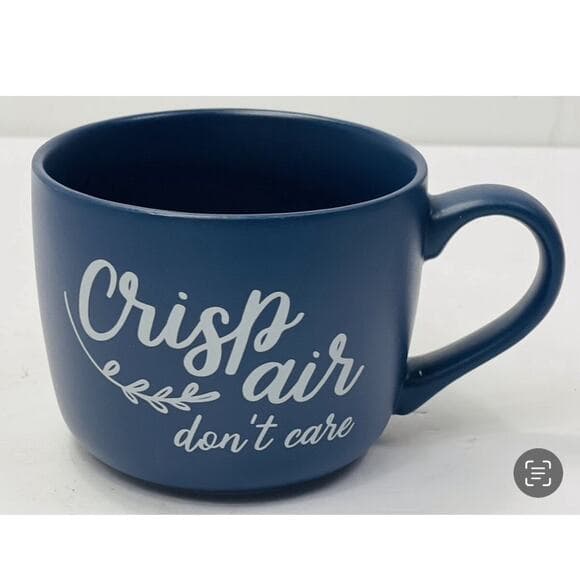 Crisp Air Dont Care 14oz Porcelain Mug by Threshold Blue White - Thumbnail 6