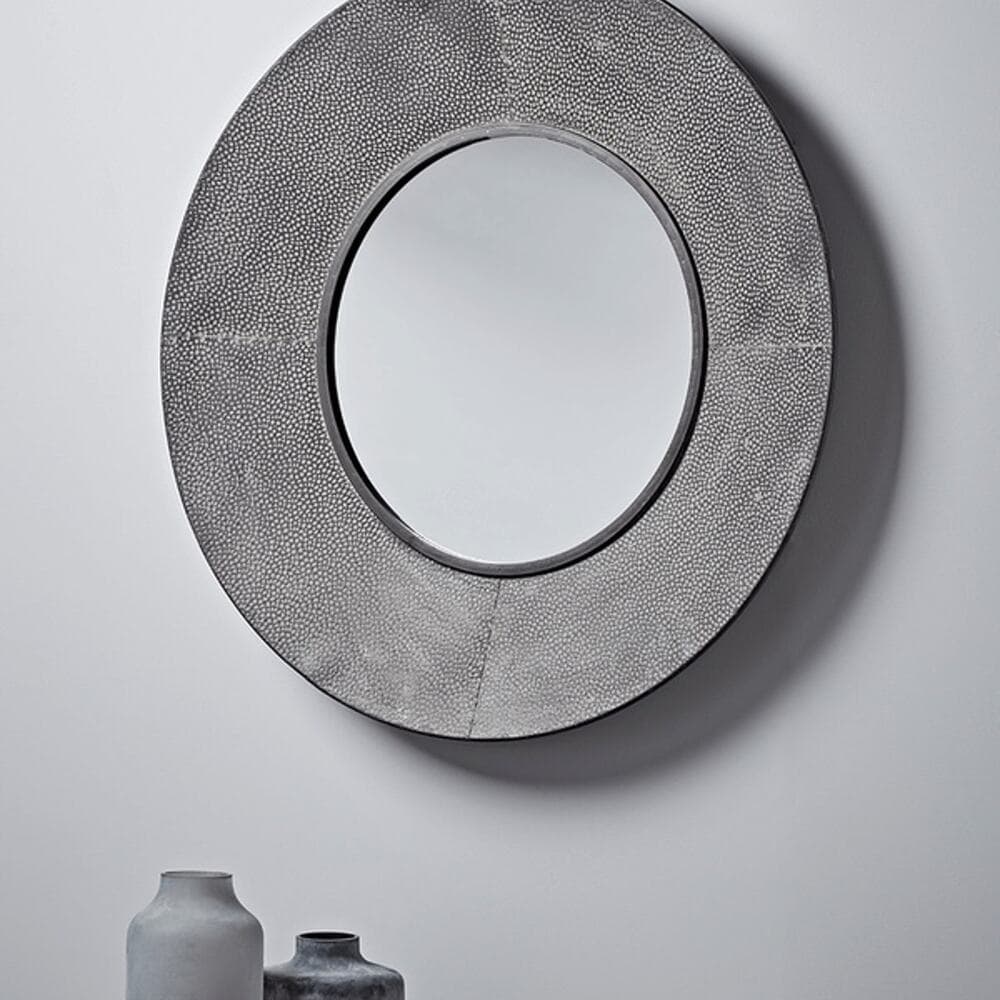 Textured Monochrome Round Mirror - Thumbnail 6