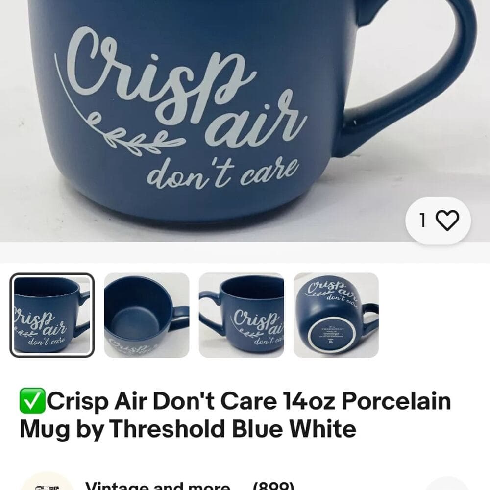 Crisp Air Dont Care 14oz Porcelain Mug by Threshold Blue White - Thumbnail 4