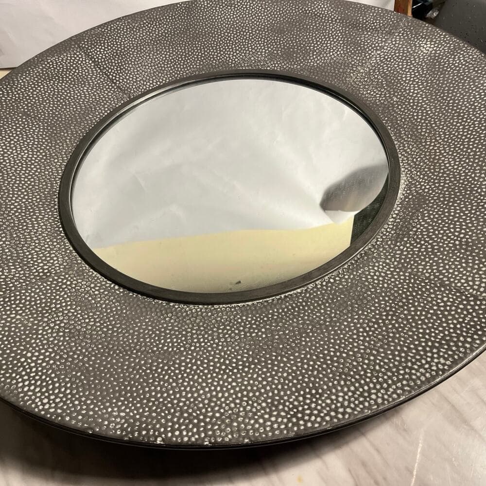 Textured Monochrome Round Mirror - Thumbnail 2