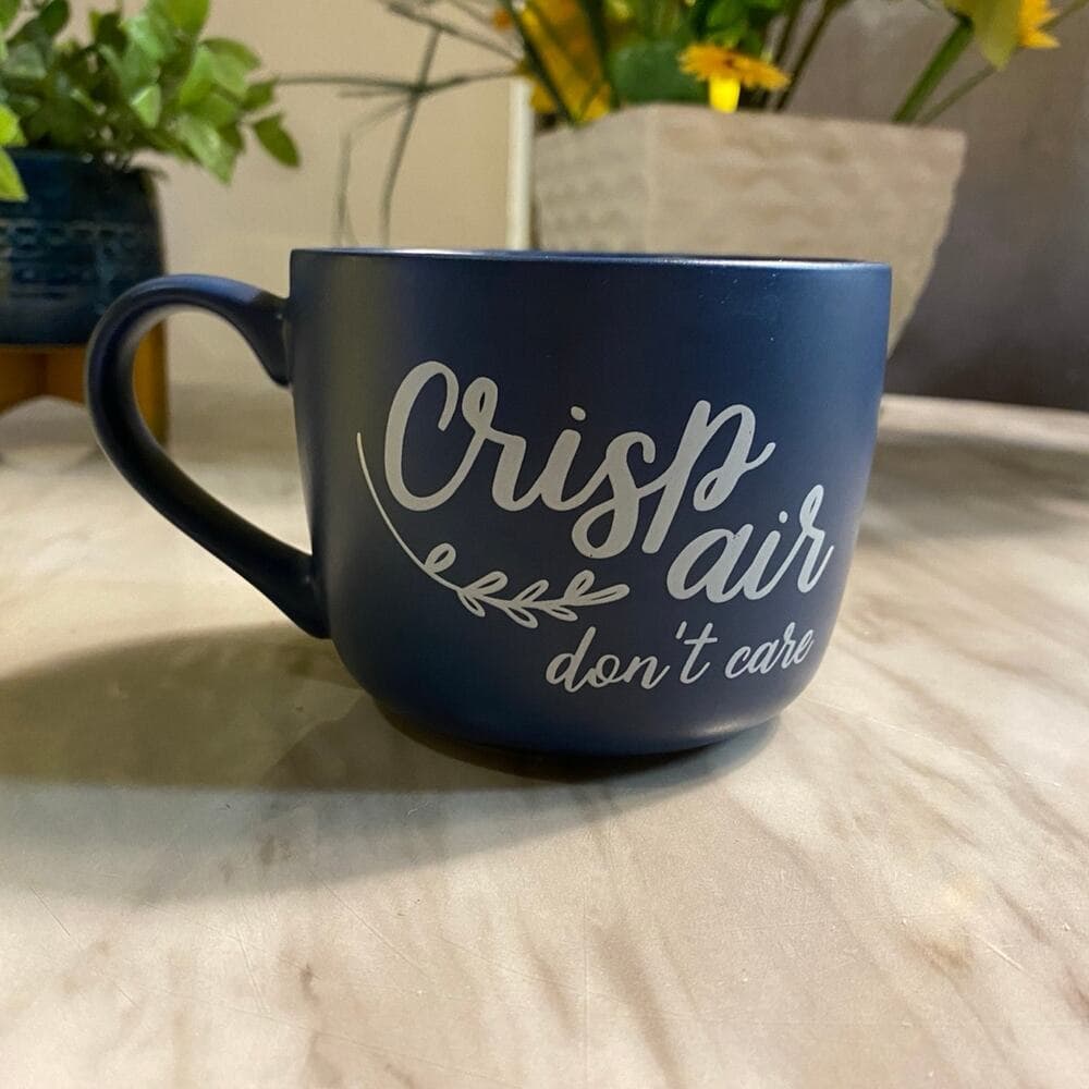 Crisp Air Dont Care 14oz Porcelain Mug by Threshold Blue White - Thumbnail 2