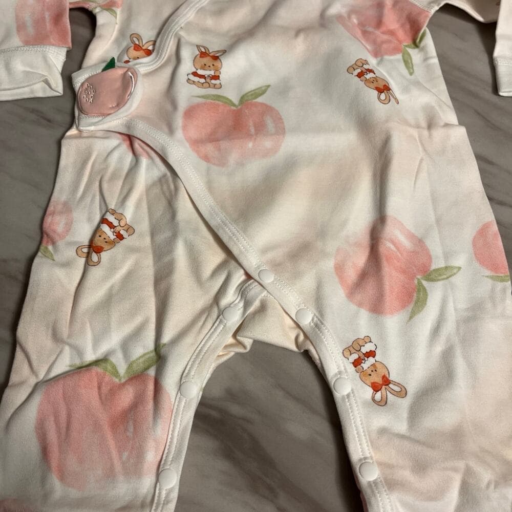 Baby White $ Pink Onesie Size 3-6 - Thumbnail 2