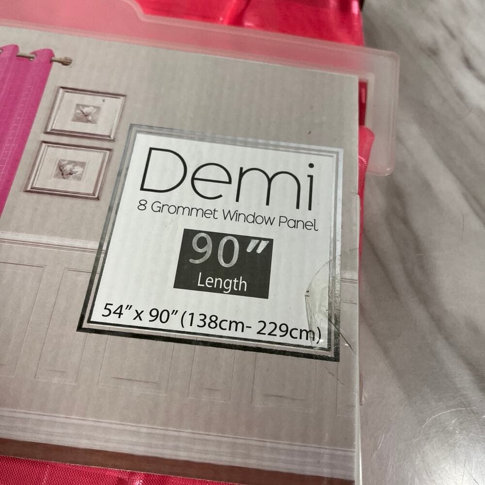 2 Demi-Bright rose 8 Grommet Plaid Sheer Panel 54” X 90” ( 138 cm -229 cm ) - Thumbnail 2