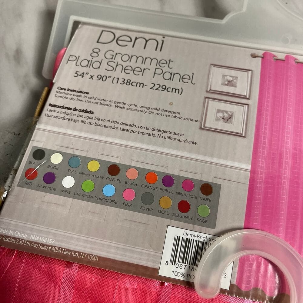 2 Demi-Bright rose 8 Grommet Plaid Sheer Panel 54” X 90” ( 138 cm -229 cm ) - Thumbnail 3