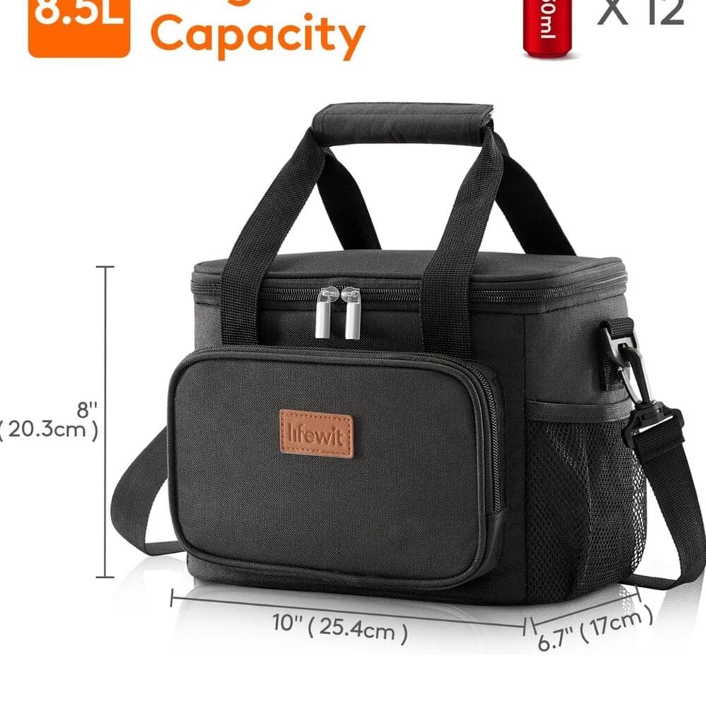Lifewit 12 Can Large Lunch Bag Insulated Lunch Box Cooler Bag, Black - Thumbnail 10