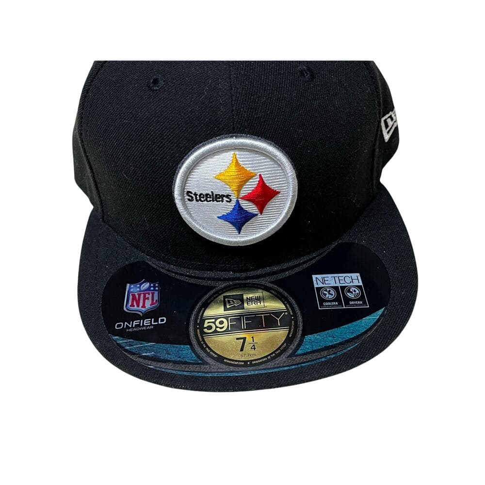 New Era Black Steelers Hat Size 7 1/4 - Thumbnail 4