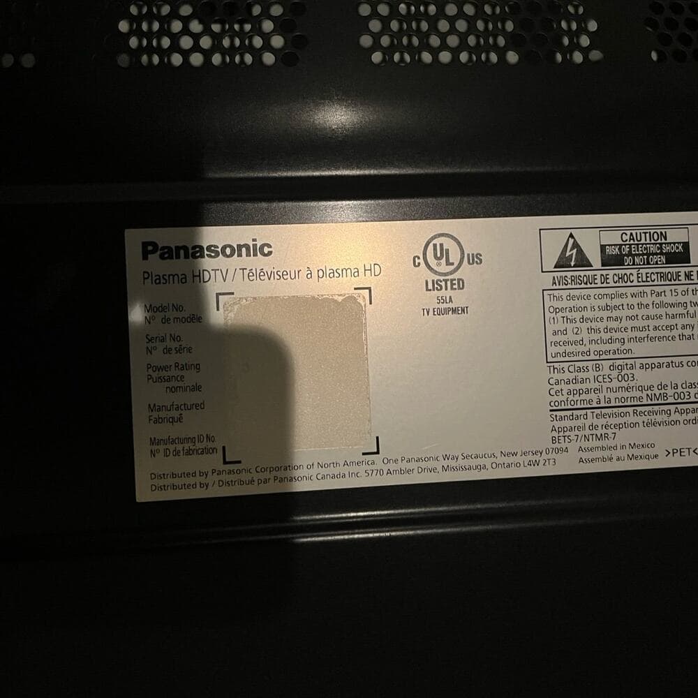 Panasonic TCP50C2 50" 720p Plasma TV - Thumbnail 7