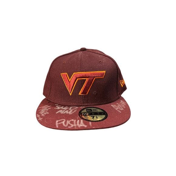 Autograph Men's New Era Maroon Virginia Tech Hokies Hat Sign By Sandman - Thumbnail 8