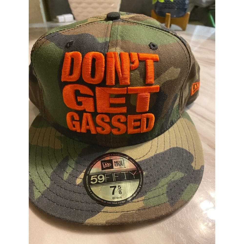 New Era Hat Size 7 5/8 Army & Orange Don’t Get Gassed - Thumbnail 6