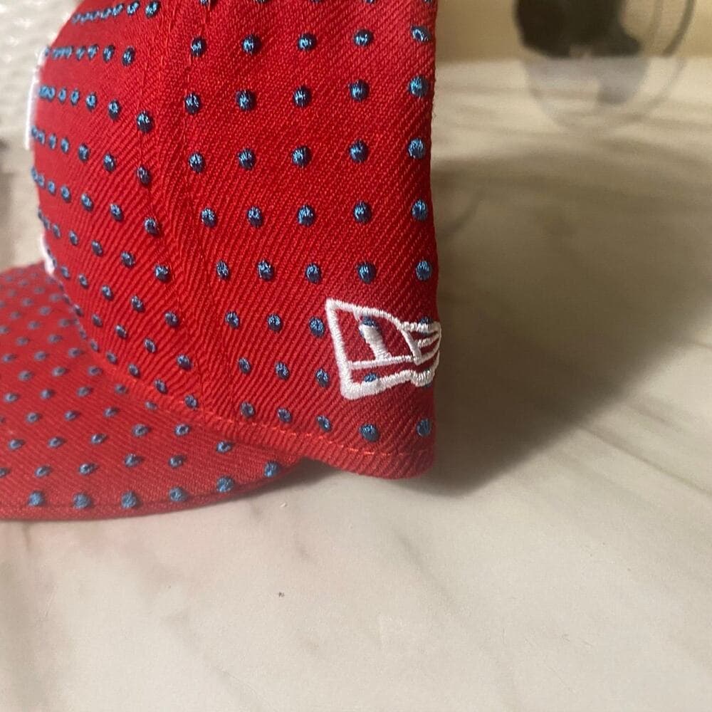 New Era Hat 7 1/8 Red & White C - Thumbnail 5