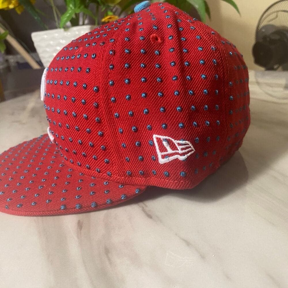 New Era Hat 7 1/8 Red & White C - Thumbnail 2