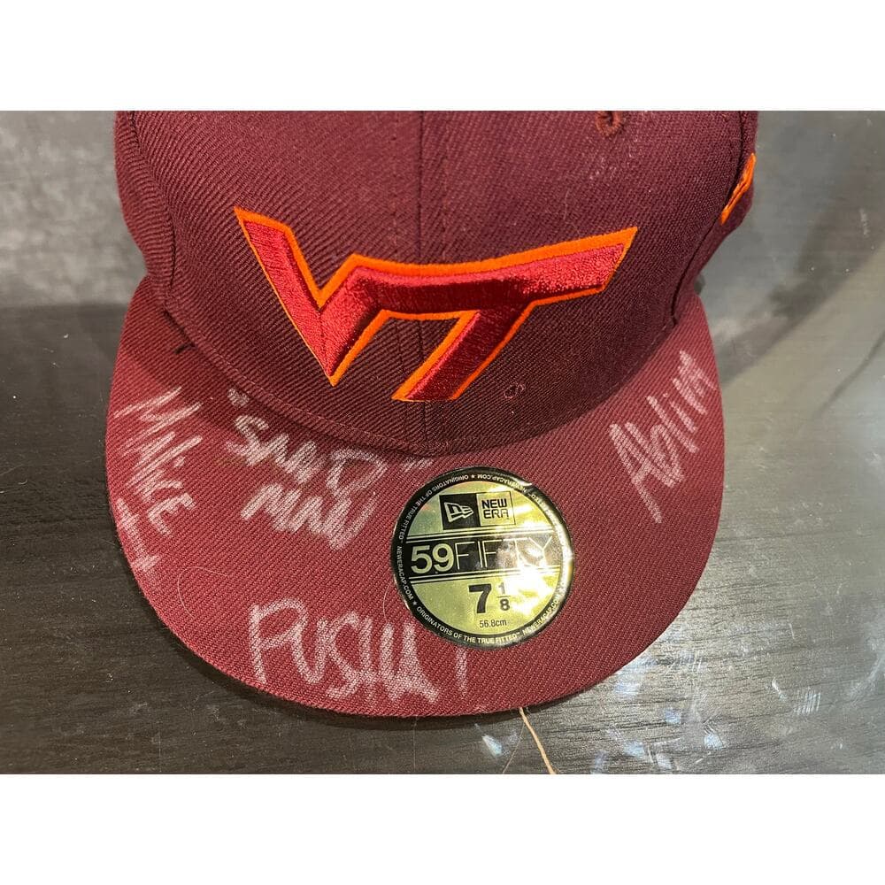 Autograph Men's New Era Maroon Virginia Tech Hokies Hat Sign By Sandman - Thumbnail 3