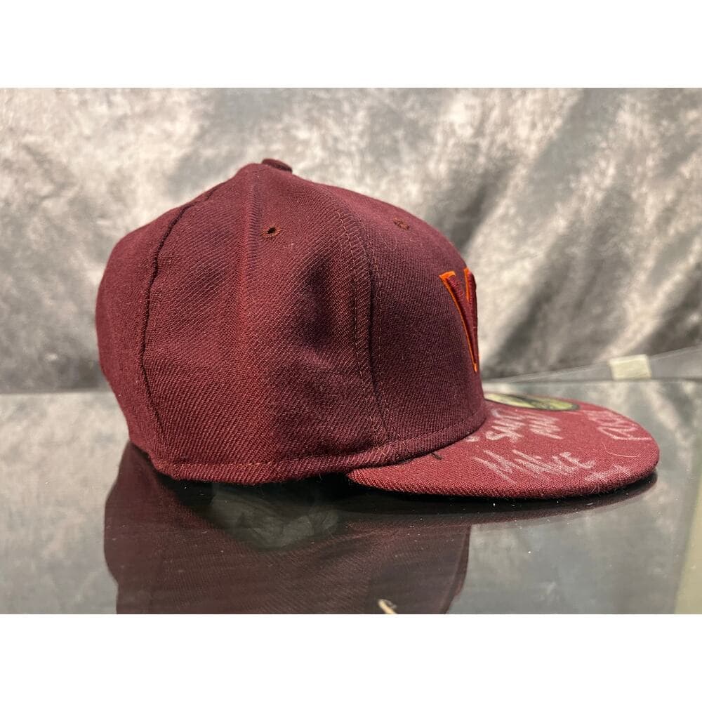 Autograph Men's New Era Maroon Virginia Tech Hokies Hat Sign By Sandman - Thumbnail 4