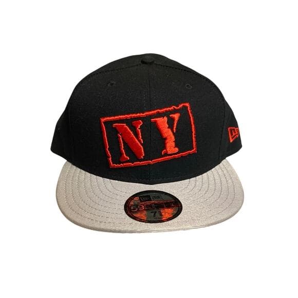 New Era Hat Size 7 5/8 Black/Sliver/Red NY - Thumbnail 7