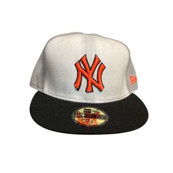 New Era Hat Size 7 5/8 White & Orange Yankee - Thumbnail 6