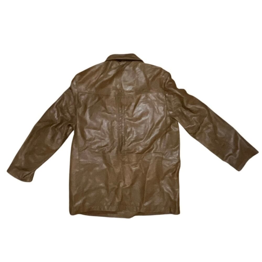 Gap Women’s Leather Brown Long Jacket Size Large - Thumbnail 3