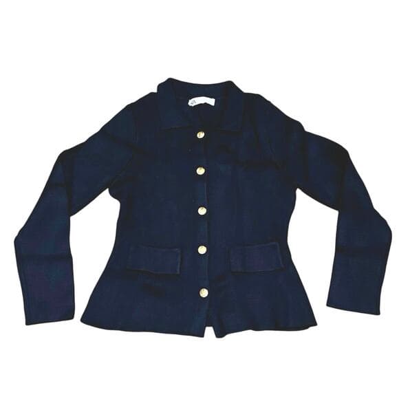 Zara Navy Women’s Blazers With Gold Buttons Size Small - Thumbnail 5