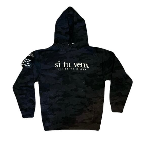 Si Tu Veux Men’s Black Army Hoodie - Thumbnail 5