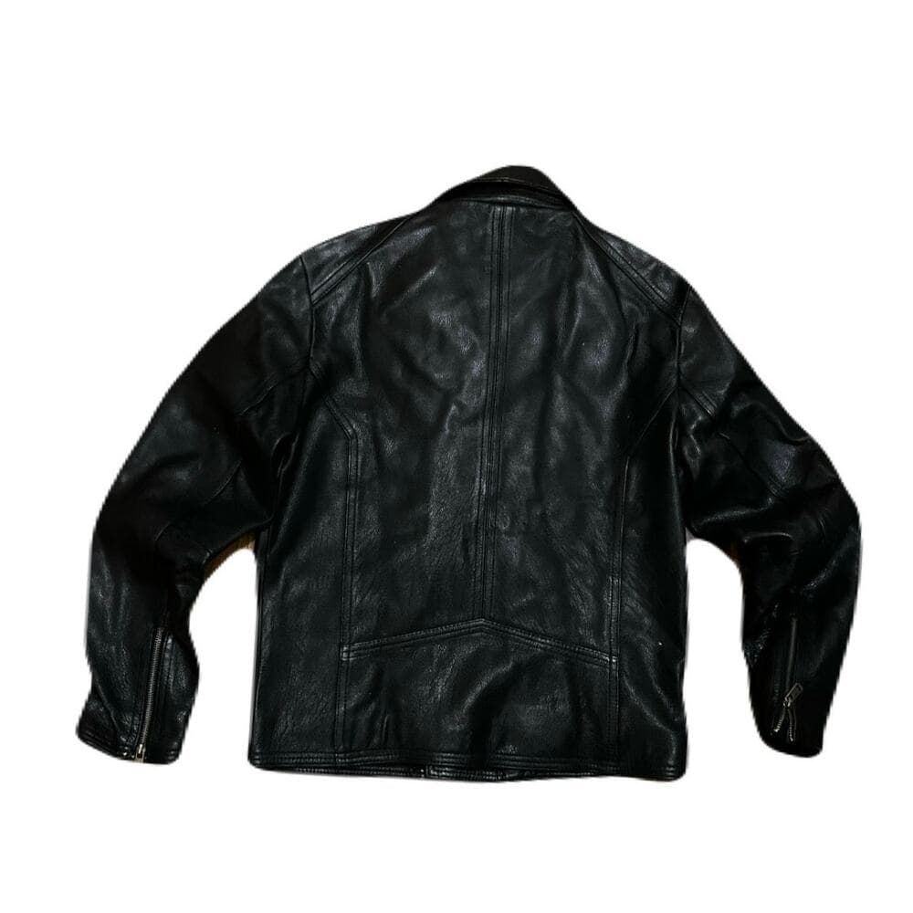 H & M Women’s Black Biker Leather Heavy Jacket Size 42R/ Large - Thumbnail 2