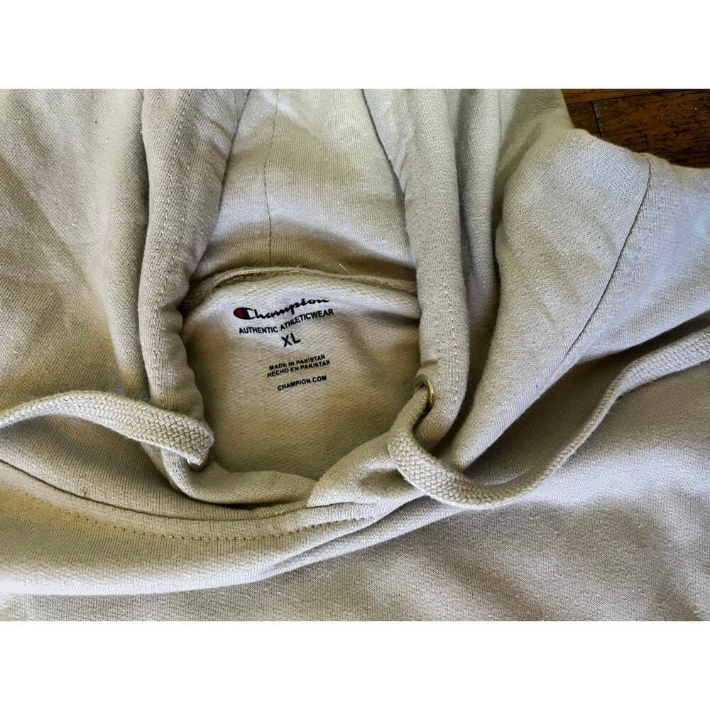 Men’s Champion Cream Hoodie Size XL - Thumbnail 2
