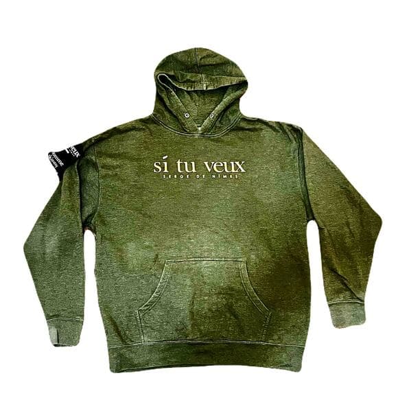 Men’s Dark Green Si Tu Veux Hoodie Size 2XL - Thumbnail 5