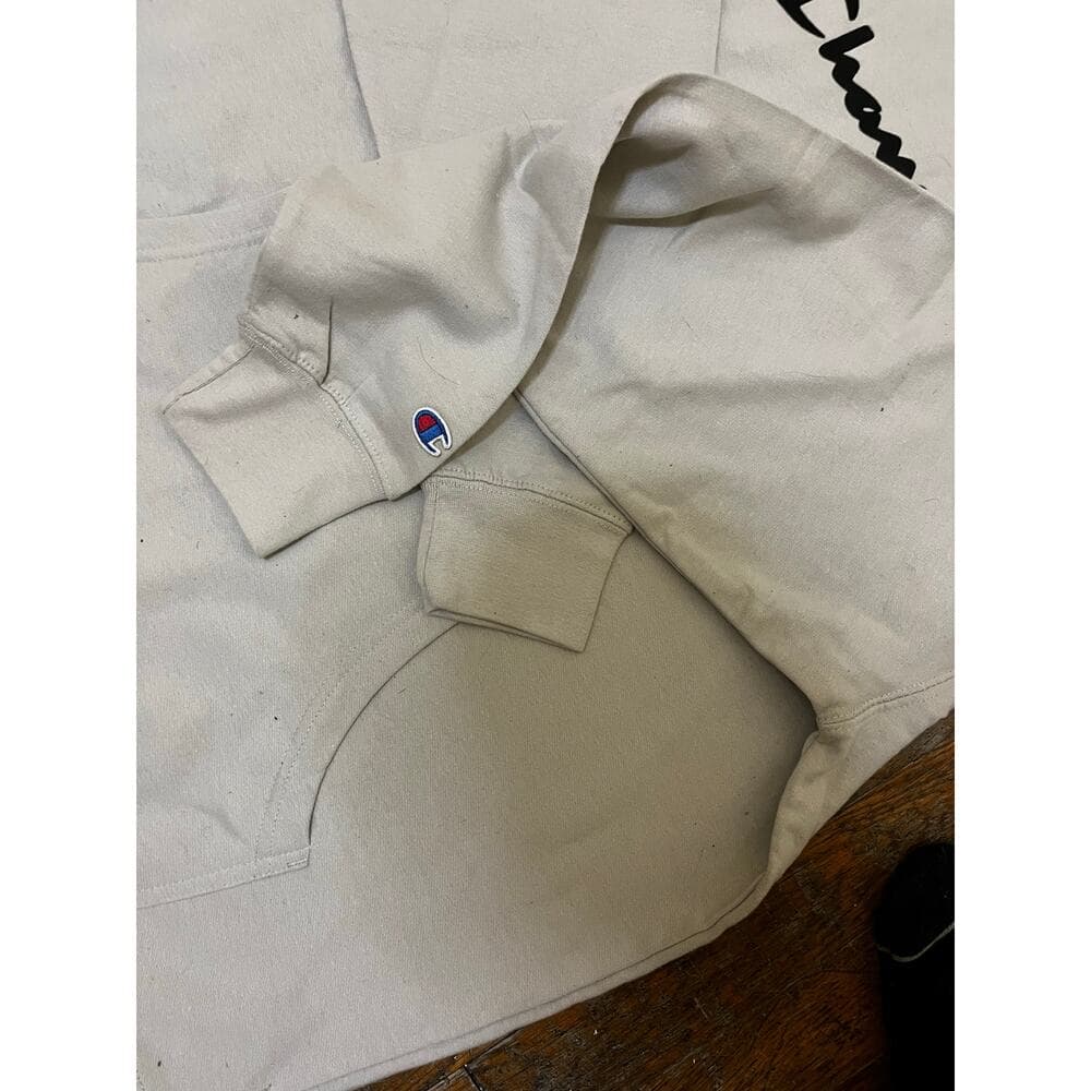 Men’s Champion Cream Hoodie Size XL - Thumbnail 3
