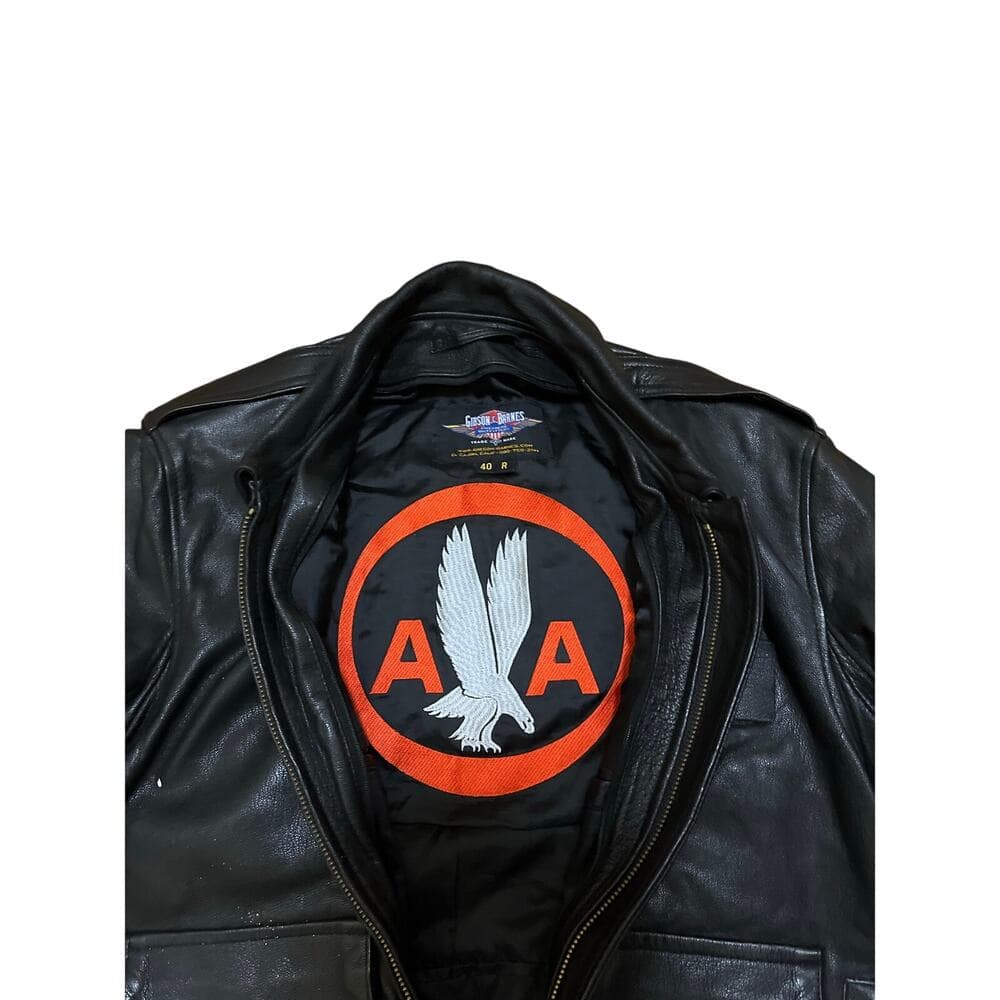 GIBSON & BARNES Heavy Duty 48 R Flight Bomber Zip In Liner LEATHER Pilot Jacket - Thumbnail 2