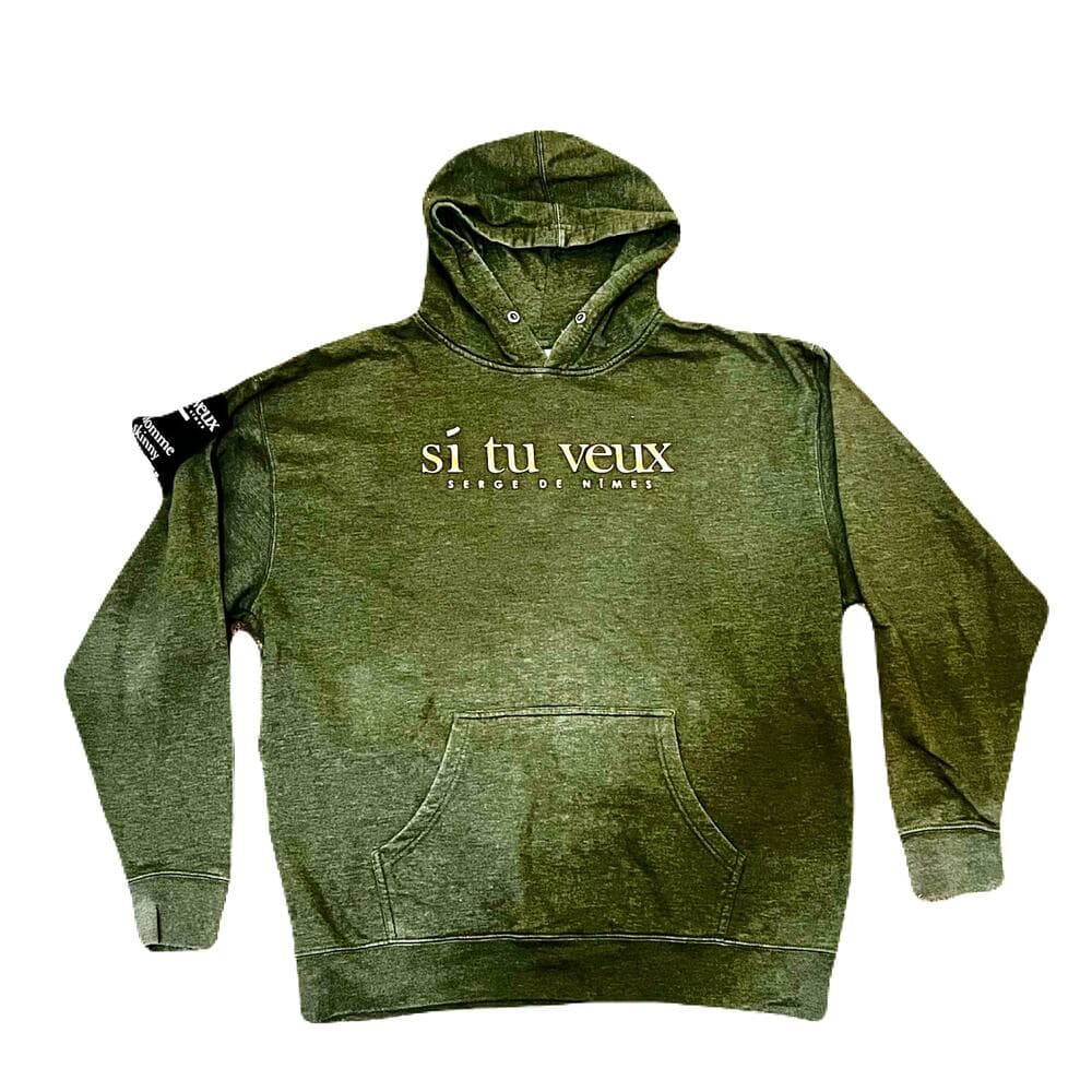 Men’s Dark Green Si Tu Veux Hoodie Size 2XL - Thumbnail 4