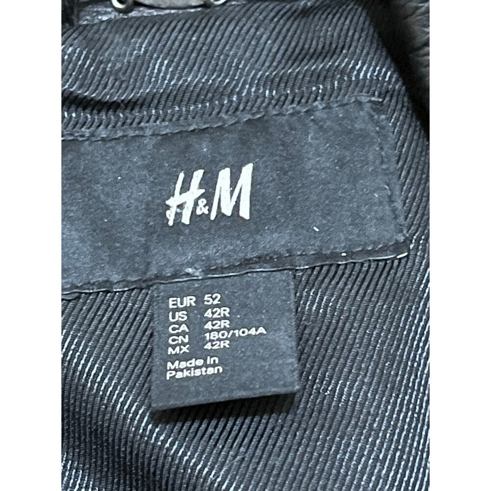H & M Women’s Black Biker Leather Heavy Jacket Size 42R/ Large - Thumbnail 3
