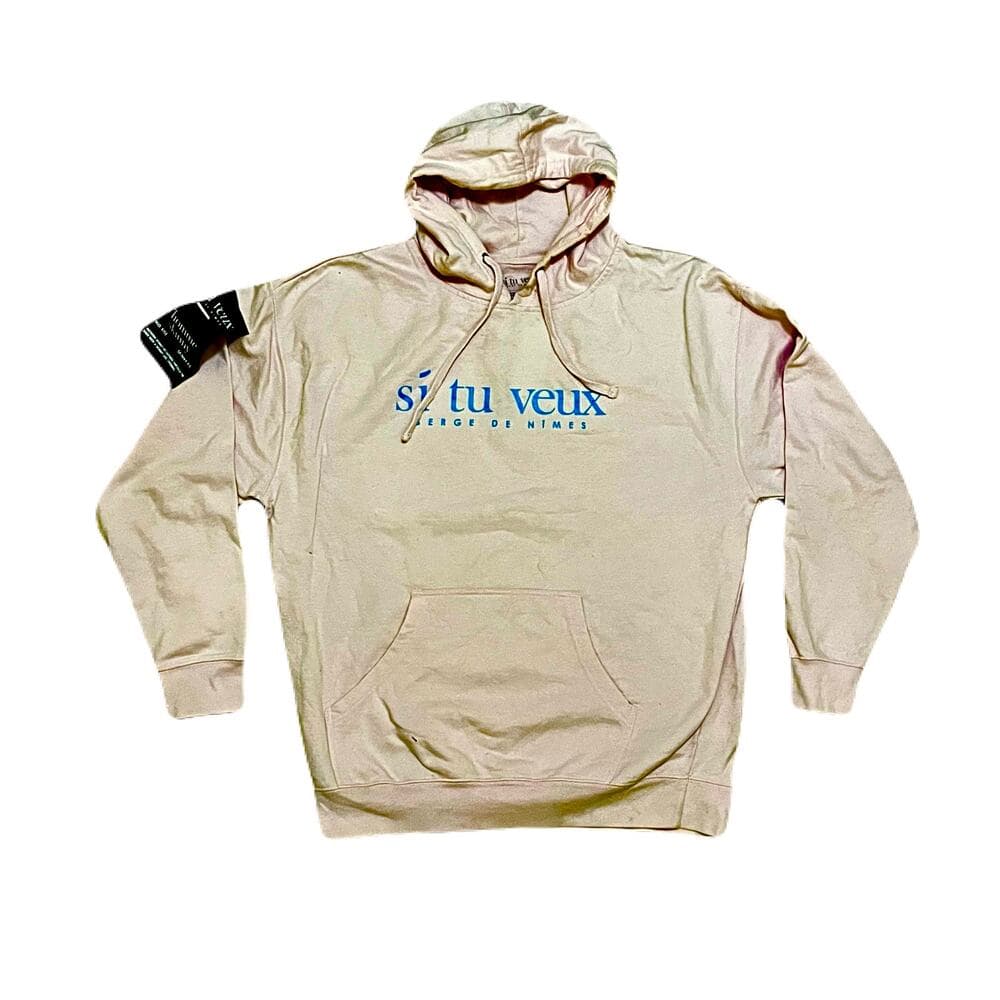 Pink Men’s Si Tu Veux Hoodie With Baby Blue Words Size 2XL - Thumbnail 4