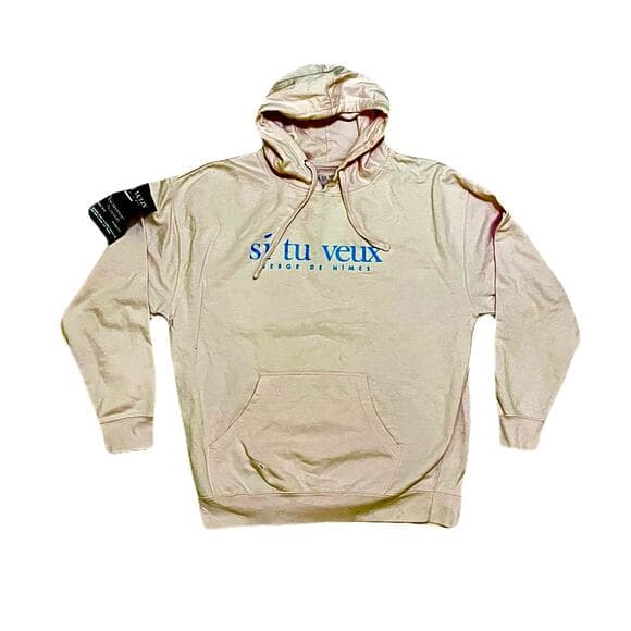 Pink Men’s Si Tu Veux Hoodie With Baby Blue Words Size 2XL - Thumbnail 5
