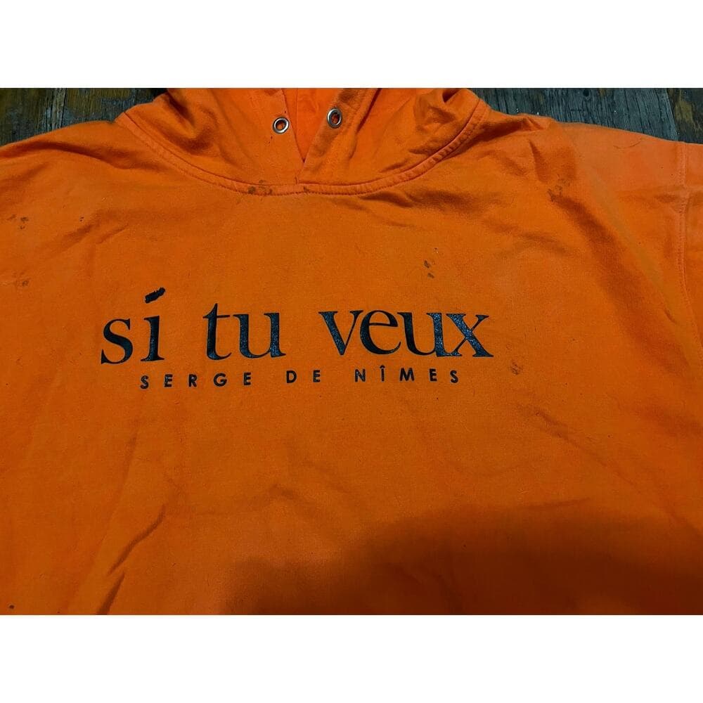 Si Tu Veux Orange Men’s Hoodie Size 2 XL - Thumbnail 2
