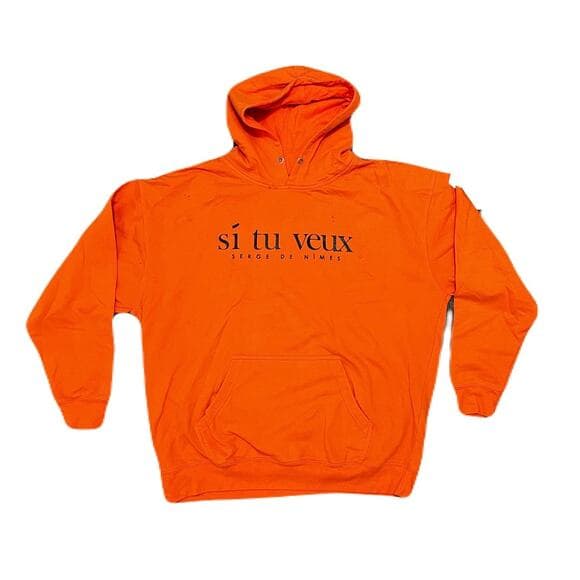 Si Tu Veux Orange Men’s Hoodie Size 2 XL - Thumbnail 6