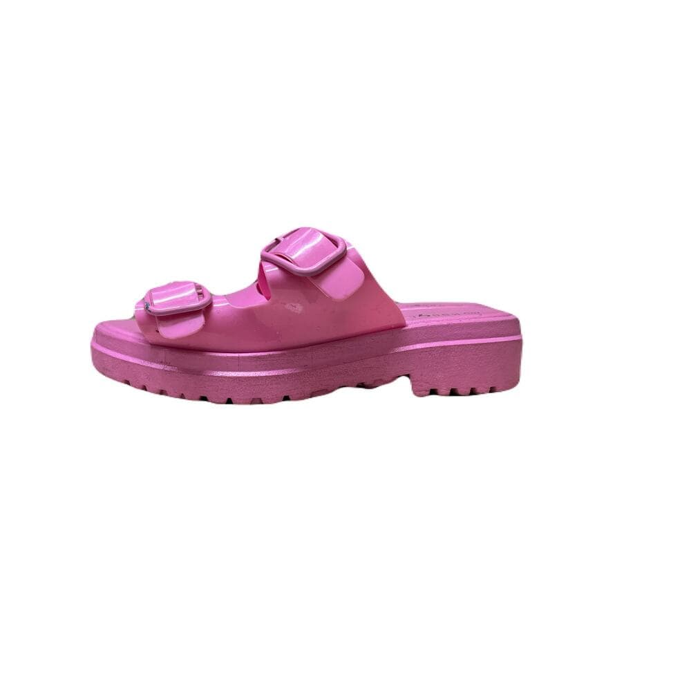 Barbie Pink Double Buckle Platform Jelly Slides Sandals Open Toe Size 9 - Thumbnail 2